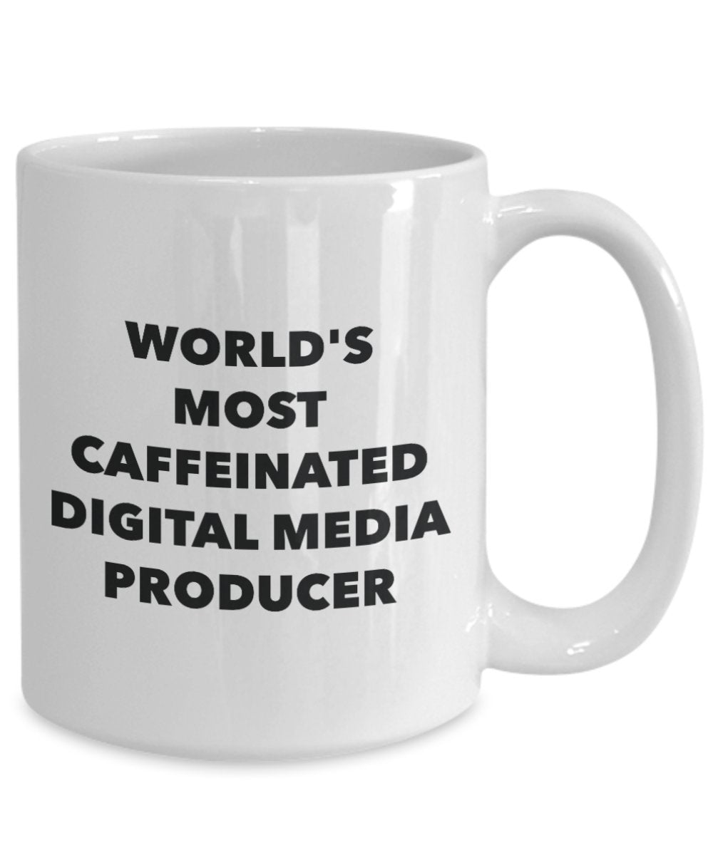 World's Most Caffeinated Digital Media Producer Mug - Funny Tea Hot Cocoa Coffee Cup - Birthday Christmas Gag Gifts Idea