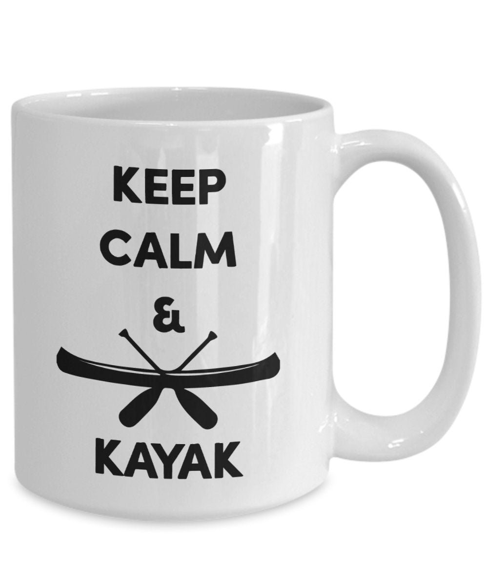 Kayak Mug - Keep Calm & Kayak - Funny Tea Hot Cocoa Coffee Cup - Novelty Birthday Christmas Anniversary Gag Gifts Idea