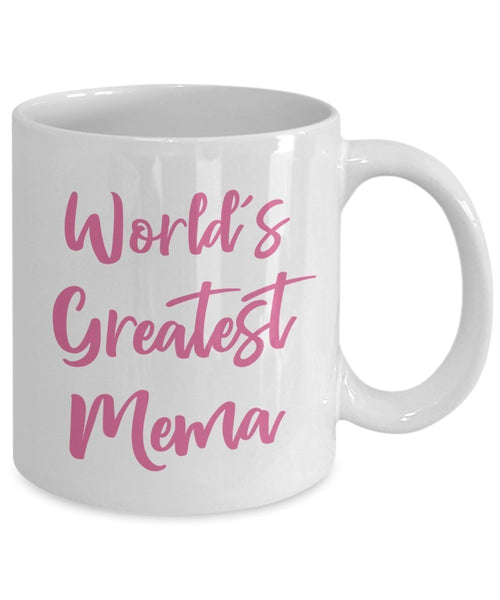 Tasse mit Aufschrift"World's Greatest Mema", lustige Teetasse für heiße Kakao, Kaffeetasse – Neuheit Geburtstag Weihnachten Jahrestag Gag Geschenkidee
