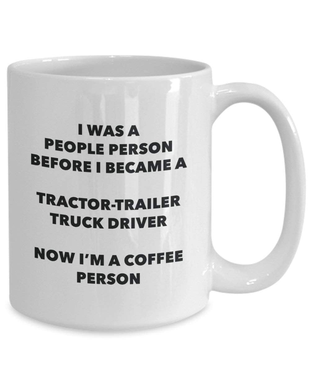 Tractor-trailer chauffeur de camion personne à café Mug Tasse à thé de cacao – rigolo – Anniversaire de Noël amateur de café mignon Gag Gifts Idée 15oz blanc