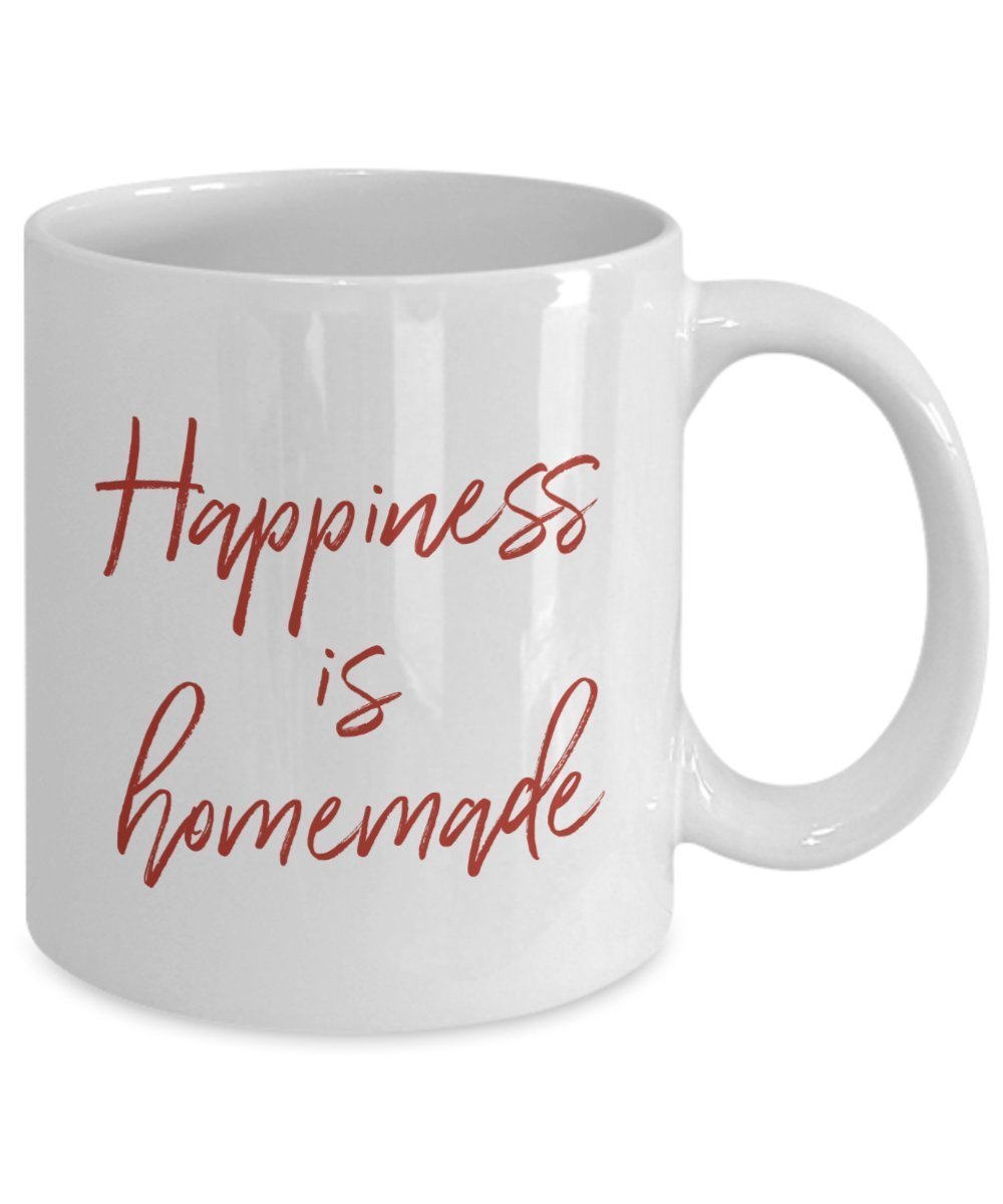 Happiness is Homemade Mug - Funny Tea Hot Cocoa Coffee Cup - Novelty Birthday Christmas Anniversary Gag Gifts Idea