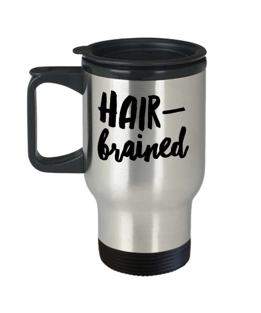 Hair Brained Mug - Funny Travel mug for hairdressers salons hairstylists stylist - Tumbler gift idea - brains