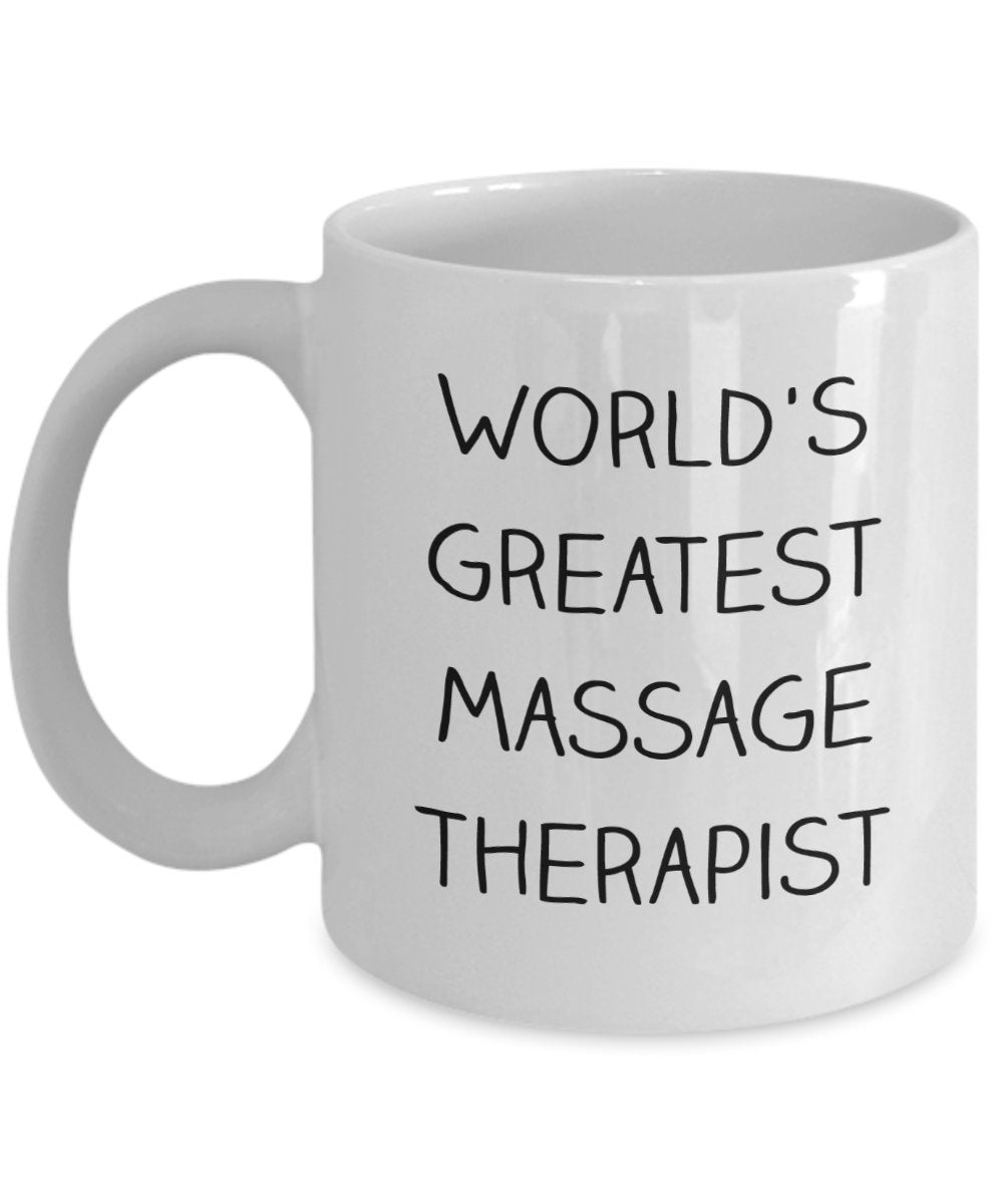 Tasse à café avec inscription « World's Greatest Massage Therapist » - Tasse amusante à thé chaud - Idée cadeau d'anniversaire de Noël 15oz blanc