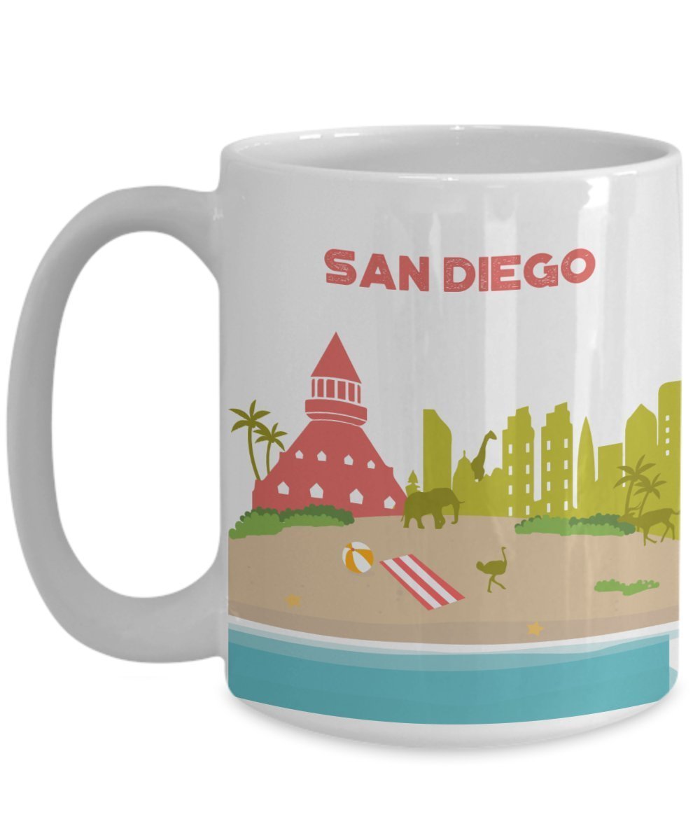 San Diego Reisebecher – Lustige Teetasse für heiße Kakao-Kaffeetasse – Neuheit Geburtstag Weihnachten Jahrestag Gag Geschenkidee