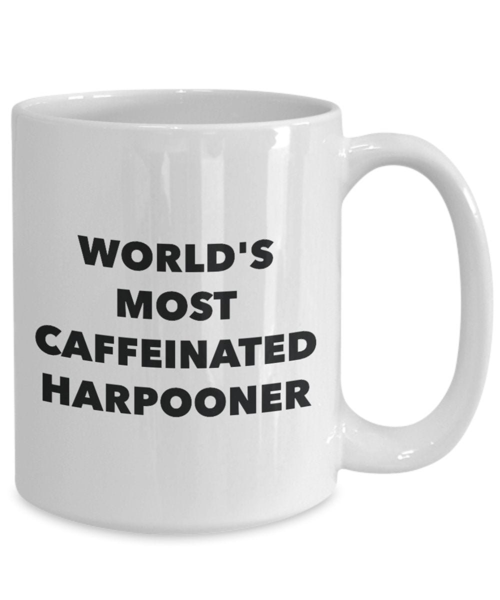 World's Most Caffeinated Harpooner Mug - Funny Tea Hot Cocoa Coffee Cup - Birthday Christmas Anniversary Gag Gifts Idea