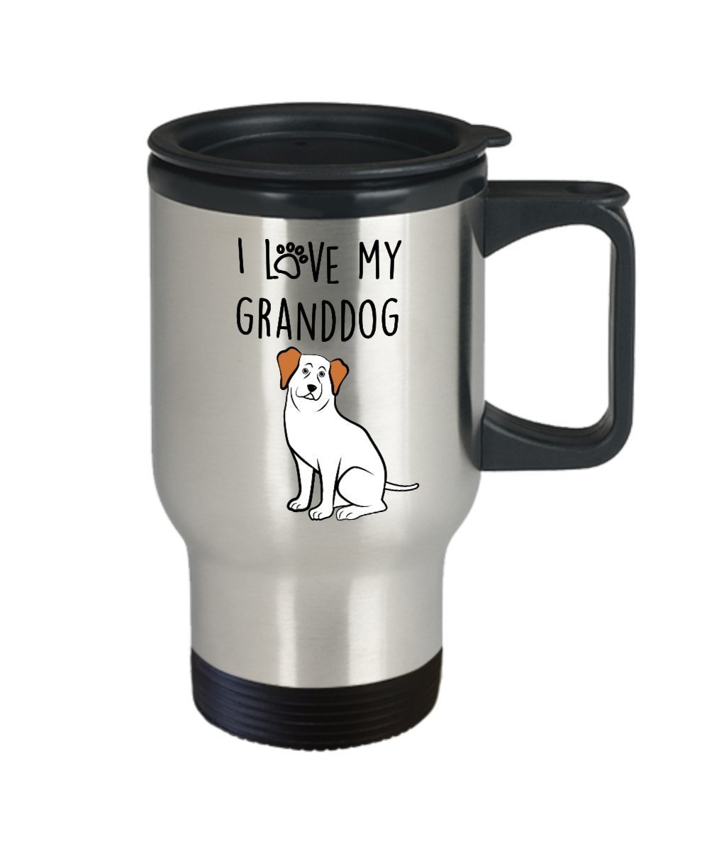 I Love My Granddog Travel Mug - Funny Tea Hot Cocoa Coffee Insulated Tumbler Cup - Novelty Birthday Christmas Gag Gifts Idea