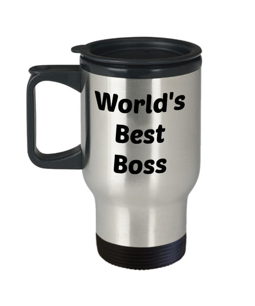 Workds Best Boss Travel Mug - Gift for Office Boss - Funny Tea Hot Cocoa Coffee - Novelty Birthday Gifts Idea