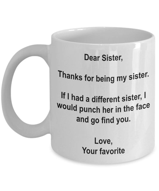 Funny Sister Gifts – I' d punch another Sister in The Face Coffee mug Cup – GAG Gift from your Favorite child 11oz Infradito colorati estivi, con finte perline