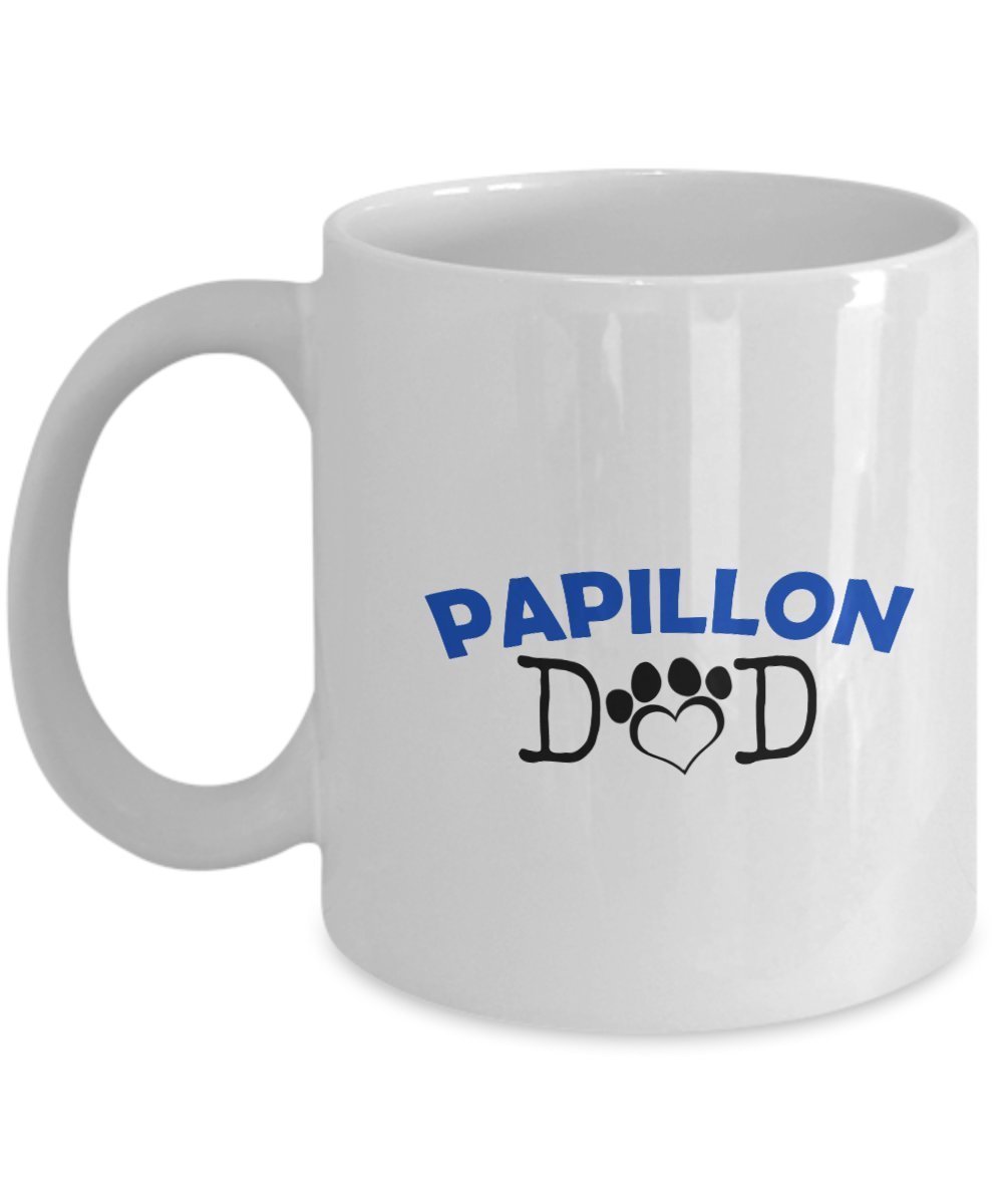 Funny Papillon Couple Mug – Papillon Dad – Papillon Mom – Papillon Lover Gifts - Unique Ceramic Gifts Idea (Dad)