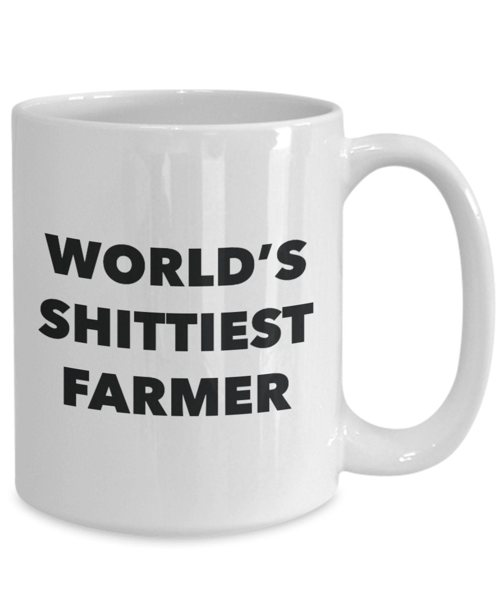 Farmer Coffee Mug - World's Shittiest Farmer - Gifts for Farmer - Funny Novelty Birthday Present Idea - Can Add To Gift Bag Basket Box Set