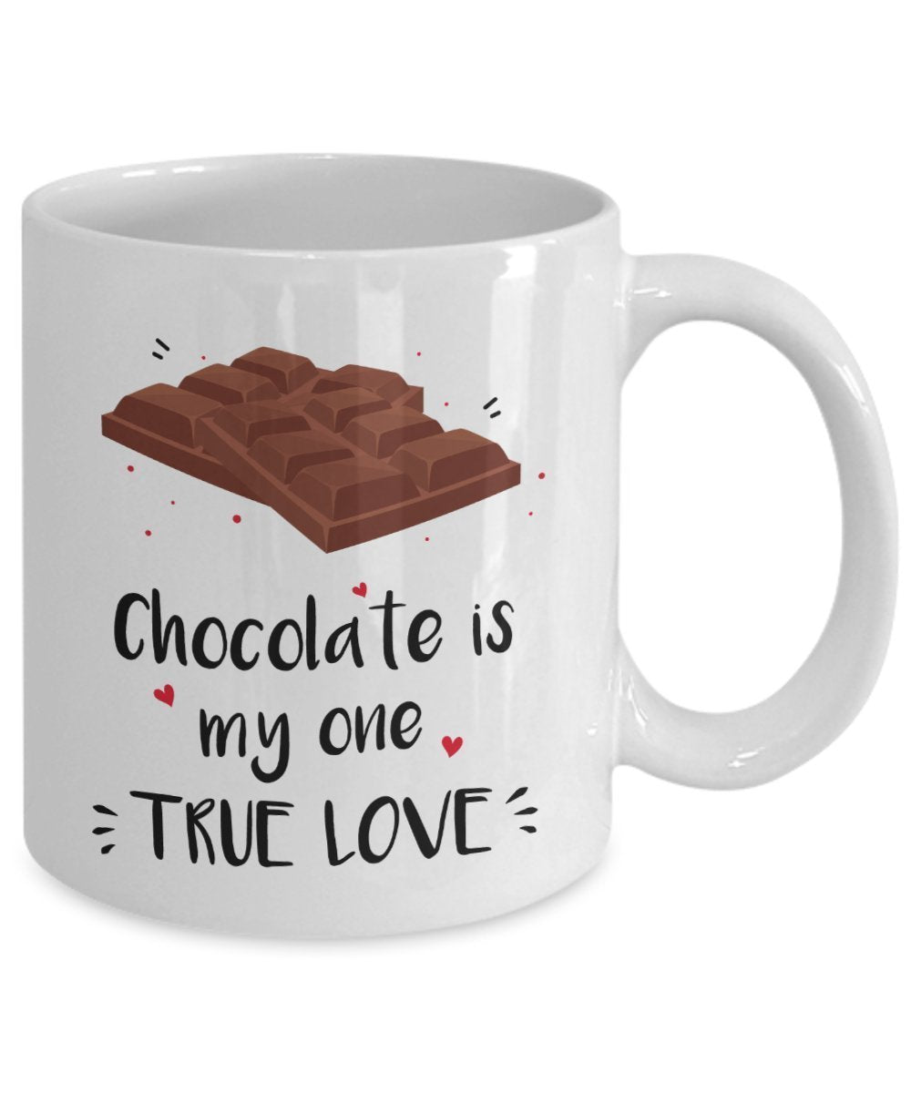 True Love Mug - Chocolate is my one True Love - Funny Tea Hot Cocoa Coffee Cup - Novelty Birthday Christmas Anniversary Gag Gifts Idea