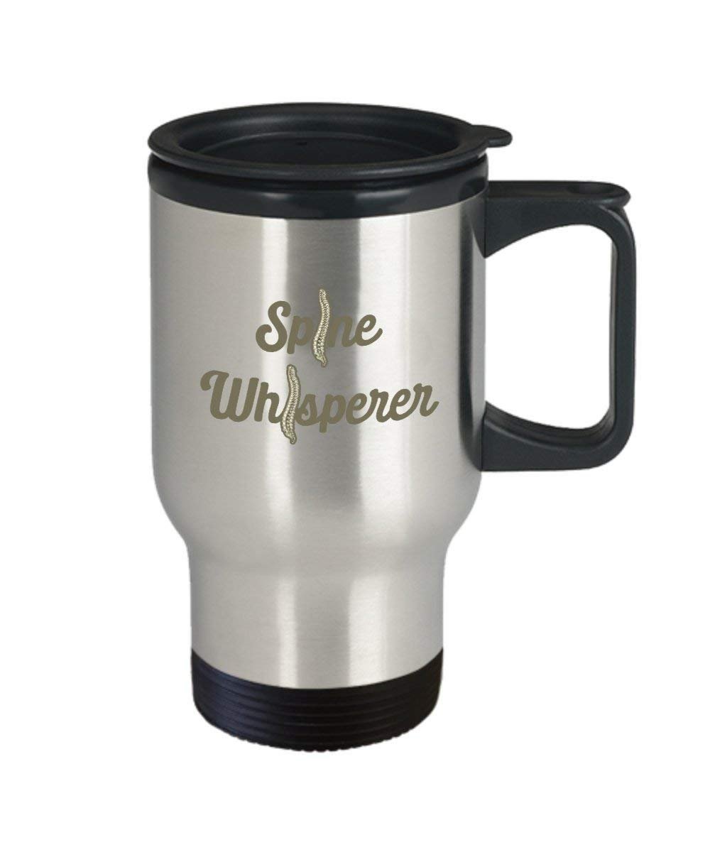 Dos Whisperer Mug de voyage – La Colonne vertébrale Whisperer Mug rigolo – Thé chaud Cacao Café isotherme Gobelet – Fantaisie anniversaire Idée de Gag cadeaux de Noël